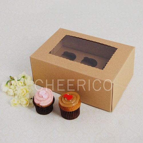 6 Kraft Brown Window MIni Cupcake Box ($1.60/pc x 25 units)