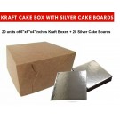 Kraft Cake Boxes with Square boards - 6" x 6" x 4" ($3.4 /pc x 20 units)