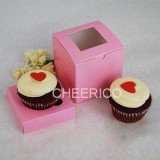 1 Window Pink Cupcake Box w finger hole ($1.20/pc x 25 units)